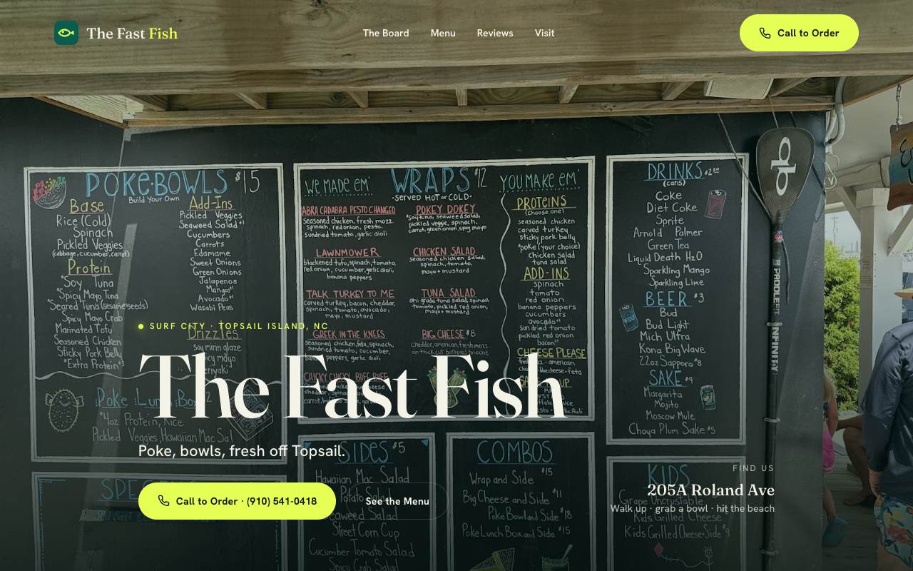 Homepage of The Fast Fish demo site